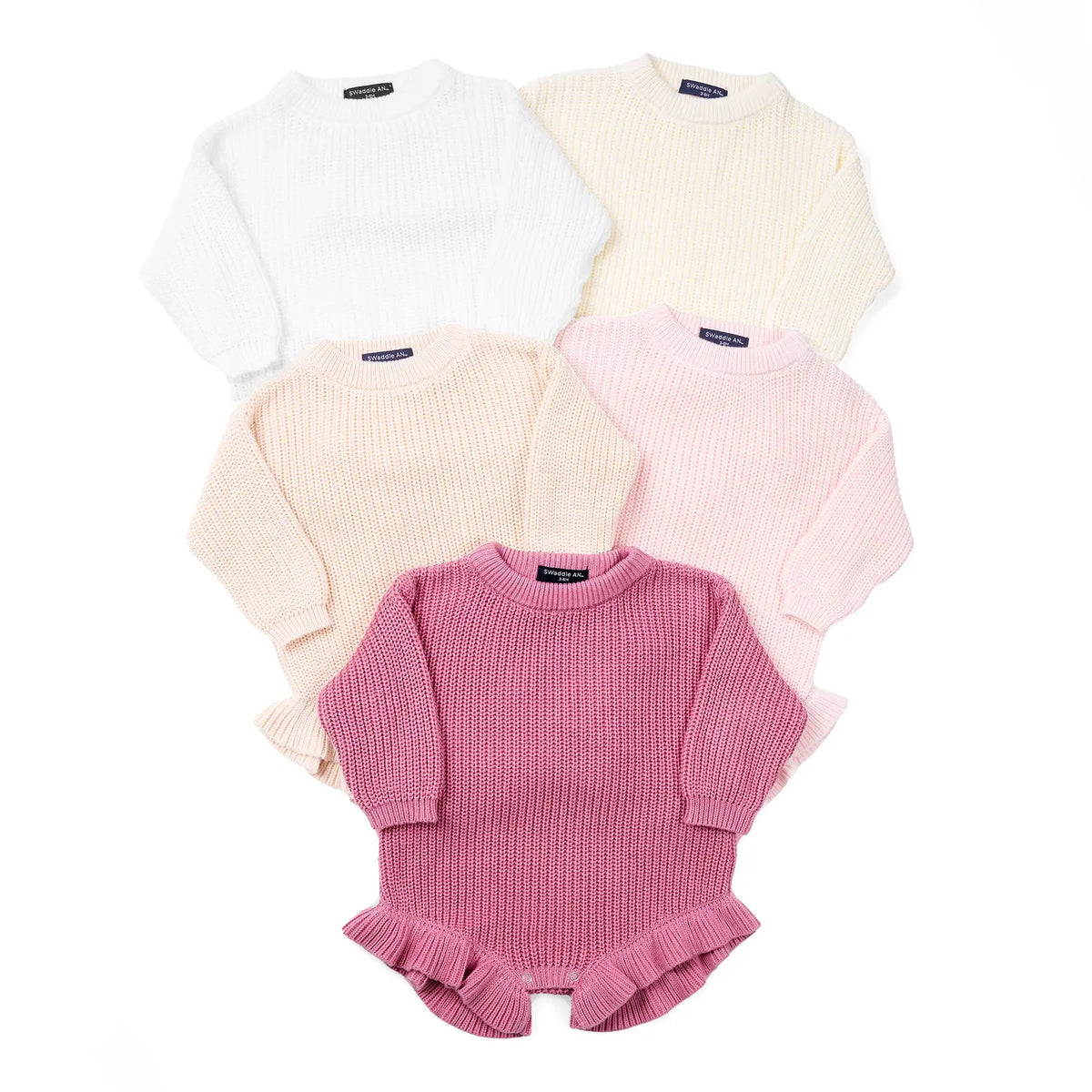 Ruffle Chunky Knit Baby Romper in Pink