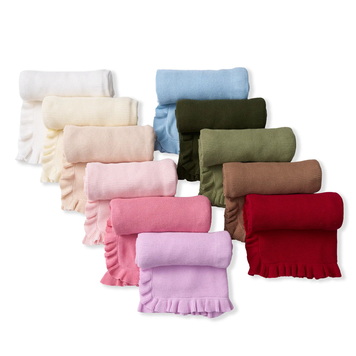 Ruffled Edge Knit Baby Blanket in Mocha