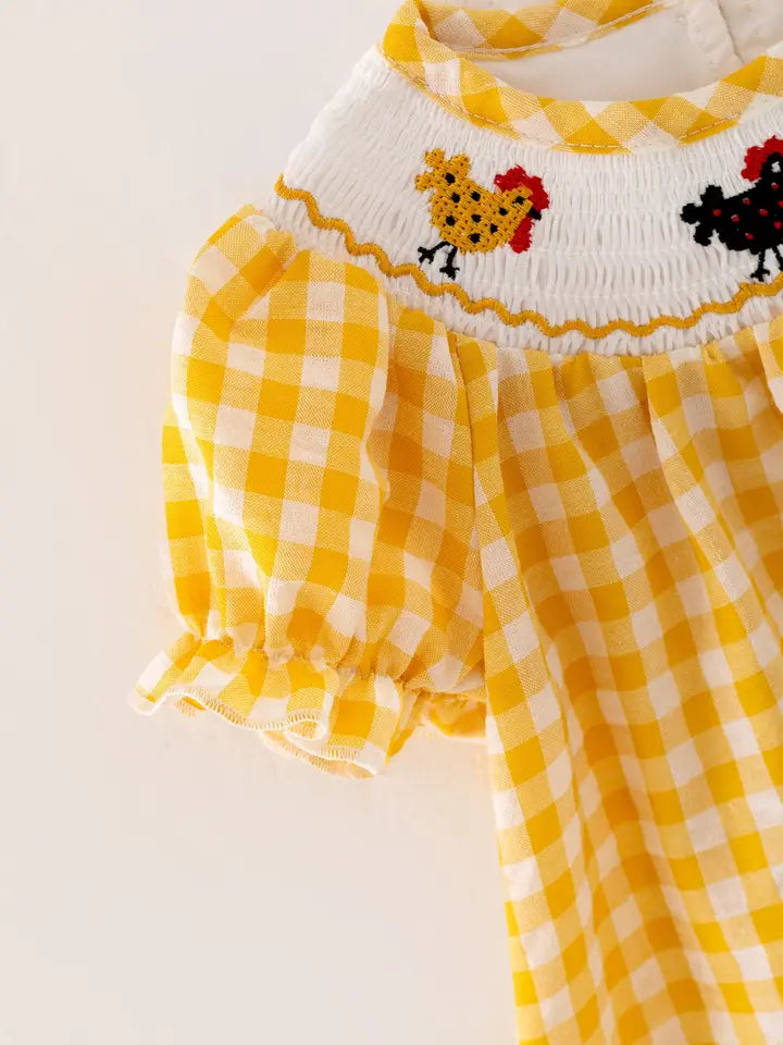 Chicken Smocking Embroidered Girls Outfits