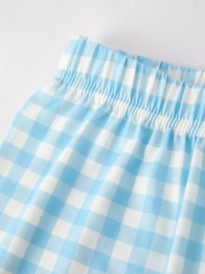 Boys and Toddlers Fall Pumpkin Blue Plaid Set Matching Thanksgiving