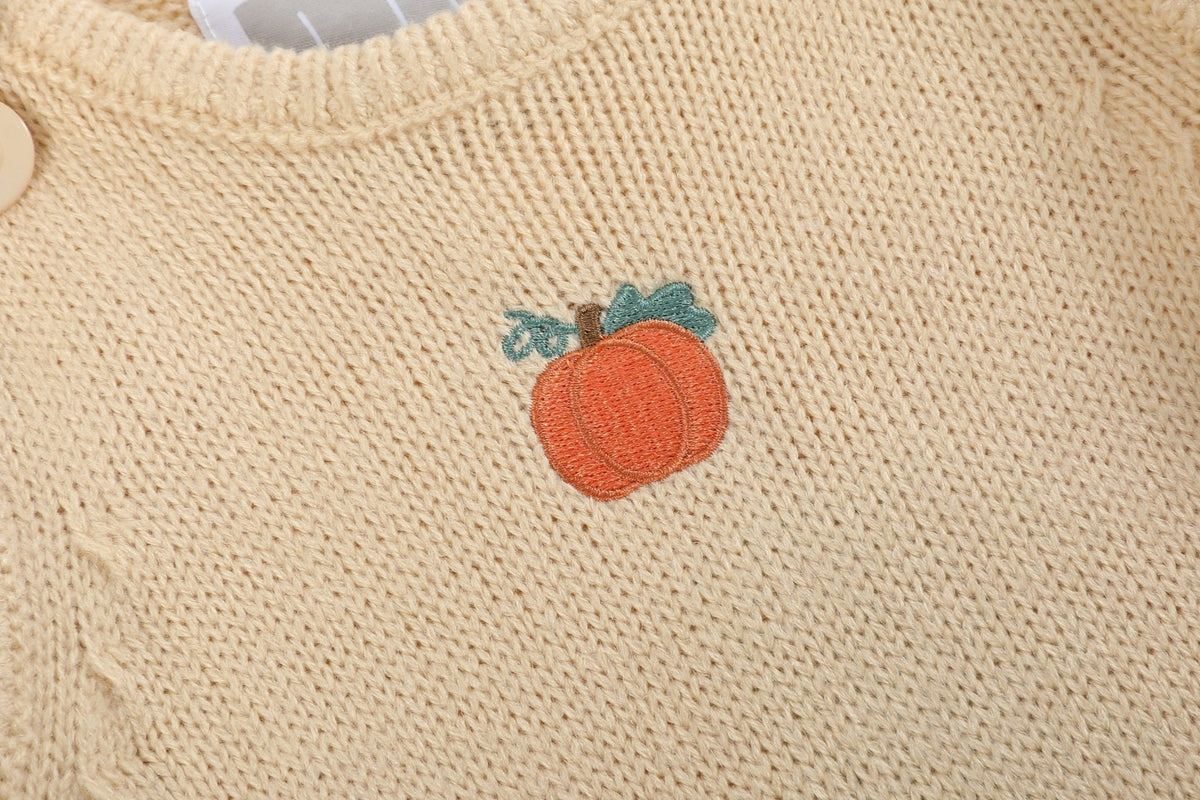 Light Brown Pumpkin Knit Romper