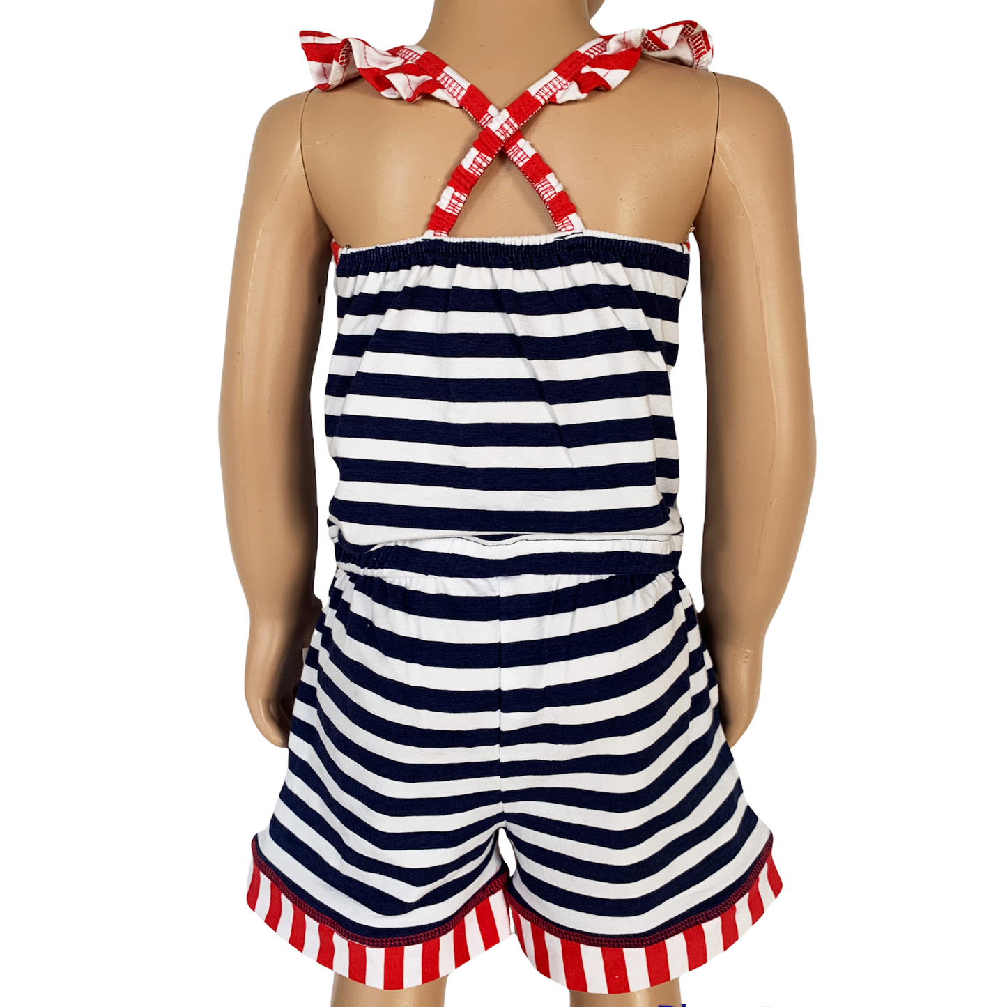 Ann Loren Girls Jumpsuit Nautical Anchor Shorts Romper