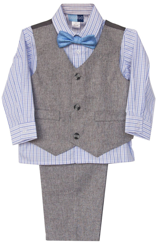 Good Lad Apparel - 4/7 Boys Classic Gray 4 Piece Woven Vest Set