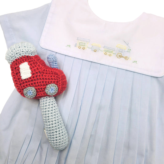 Petit Ami & Zubels - Romper with Train Embroidery in Blue