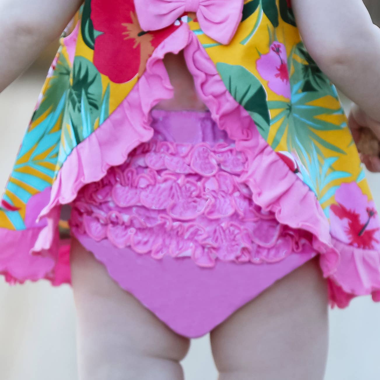 AnnLoren - Girls Pink Knit Ruffled Butt Bloomer Baby Diaper Cover