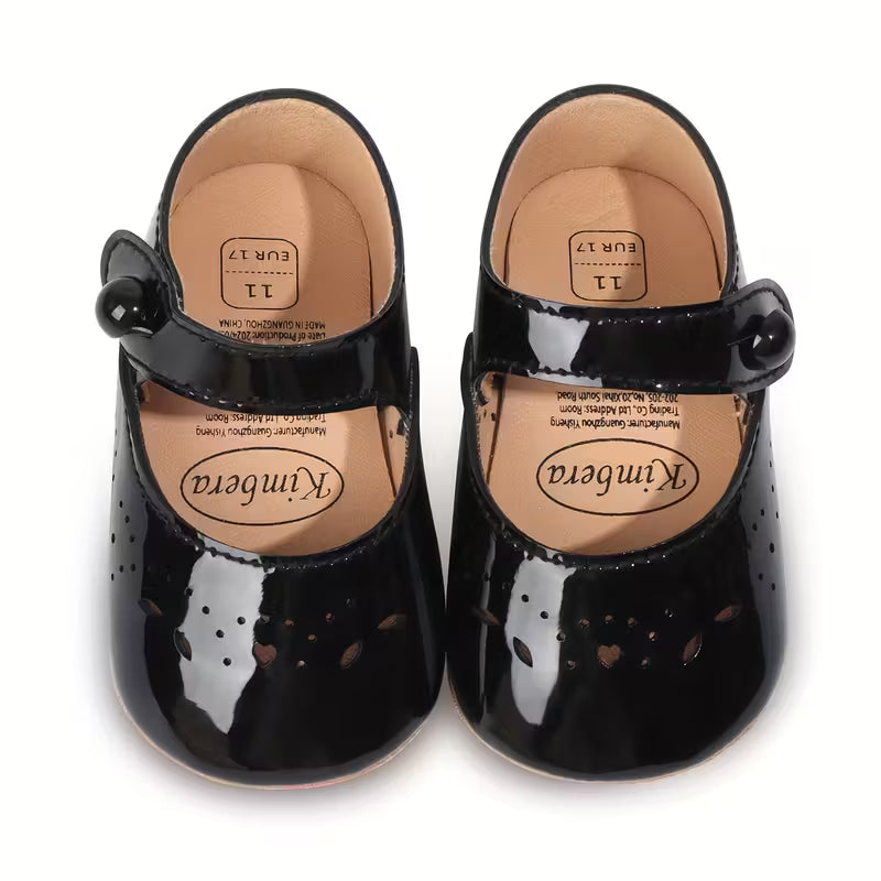 Baby girl ballet patent flats with bowknot decoration