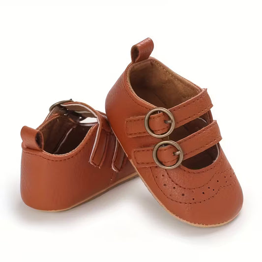 Baby girl double buckle flat princess shoe