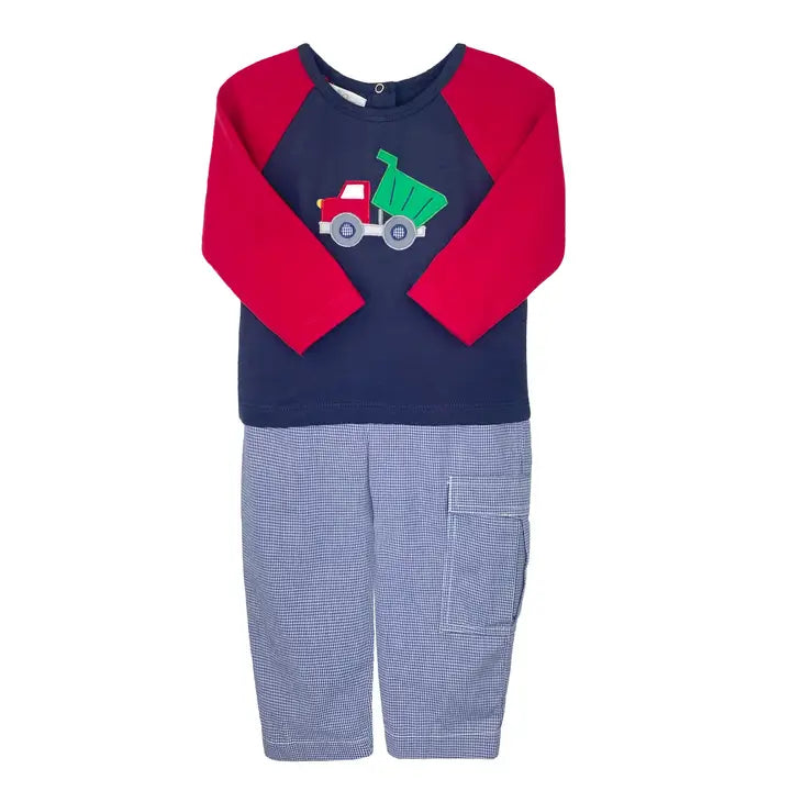 Boys Applique' Dump Truck Shirt Pant Set