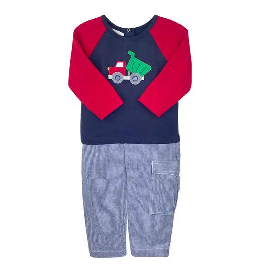 Boys Applique' Dump Truck Shirt Pant Set