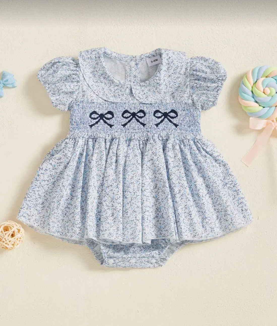 "Primrose" Bow Romper Dress