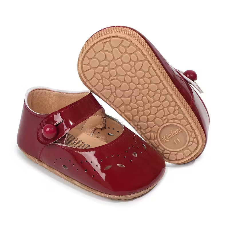 Baby girl ballet patent flats with bowknot decoration