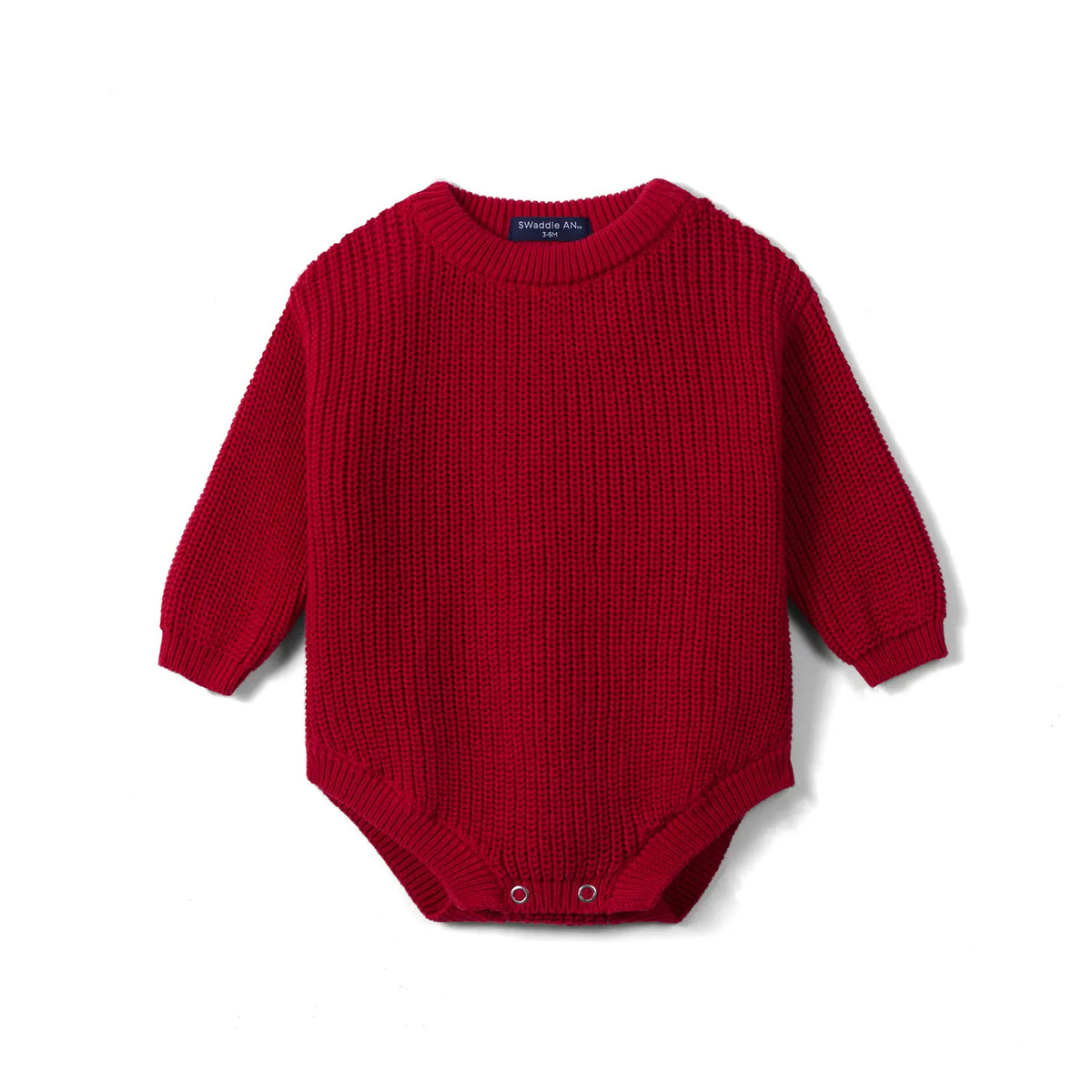 Classic Chunky Knit Baby Romper in Red Xmas