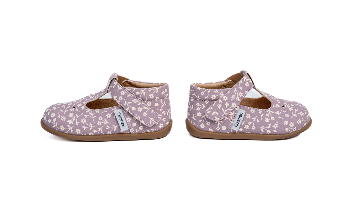 Ava Blossom Kids' Barefoot Mary Janes | Floral T-Strap Toddler Shoes
