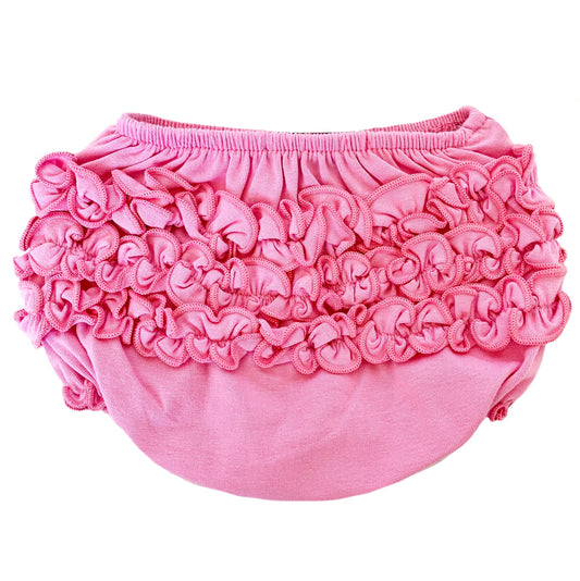 AnnLoren - Girls Pink Knit Ruffled Butt Bloomer Baby Diaper Cover