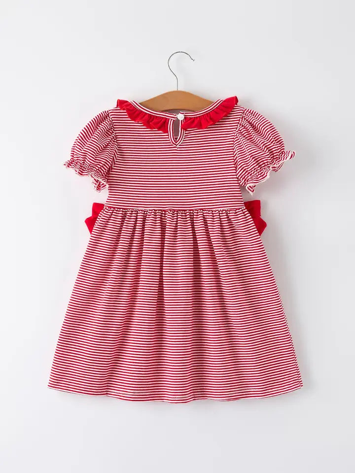 Christmas Girls Embroidery Dress Holiday Lights Matching