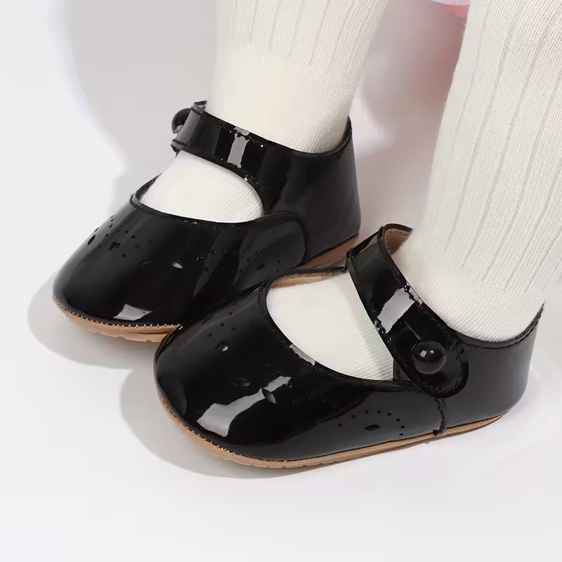 Baby girl ballet patent flats with bowknot decoration