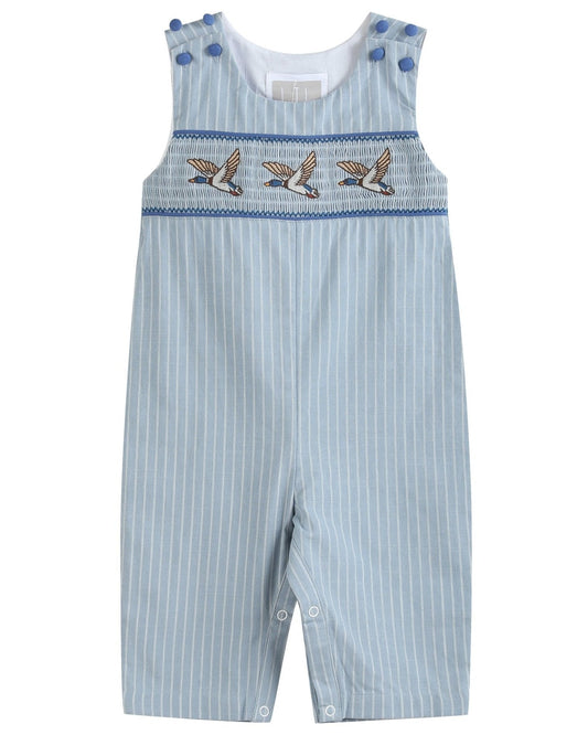 Blue Pinstripe Mallard Duck Smocked Longall