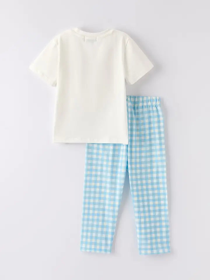 Boys and Toddlers Fall Pumpkin Blue Plaid Set Matching Thanksgiving