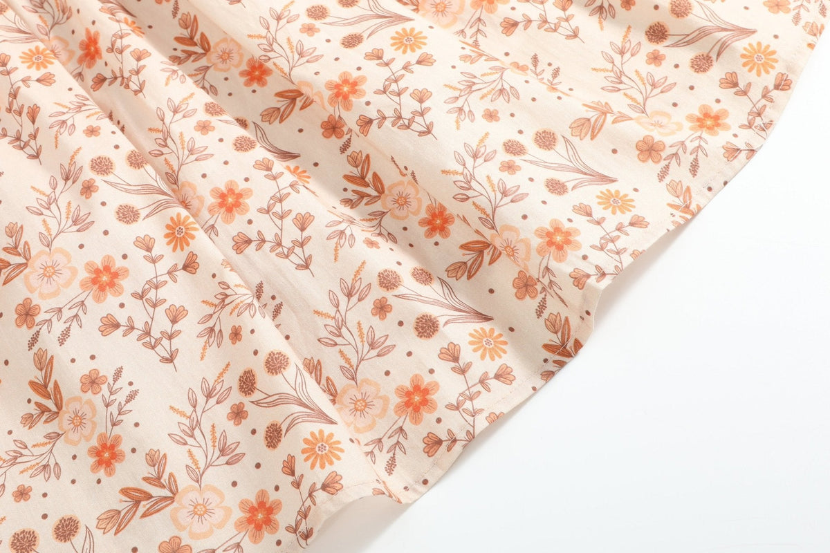 Brown Floral Collared Dress