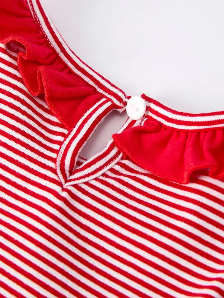 Christmas Girls Embroidery Dress Holiday Lights Matching