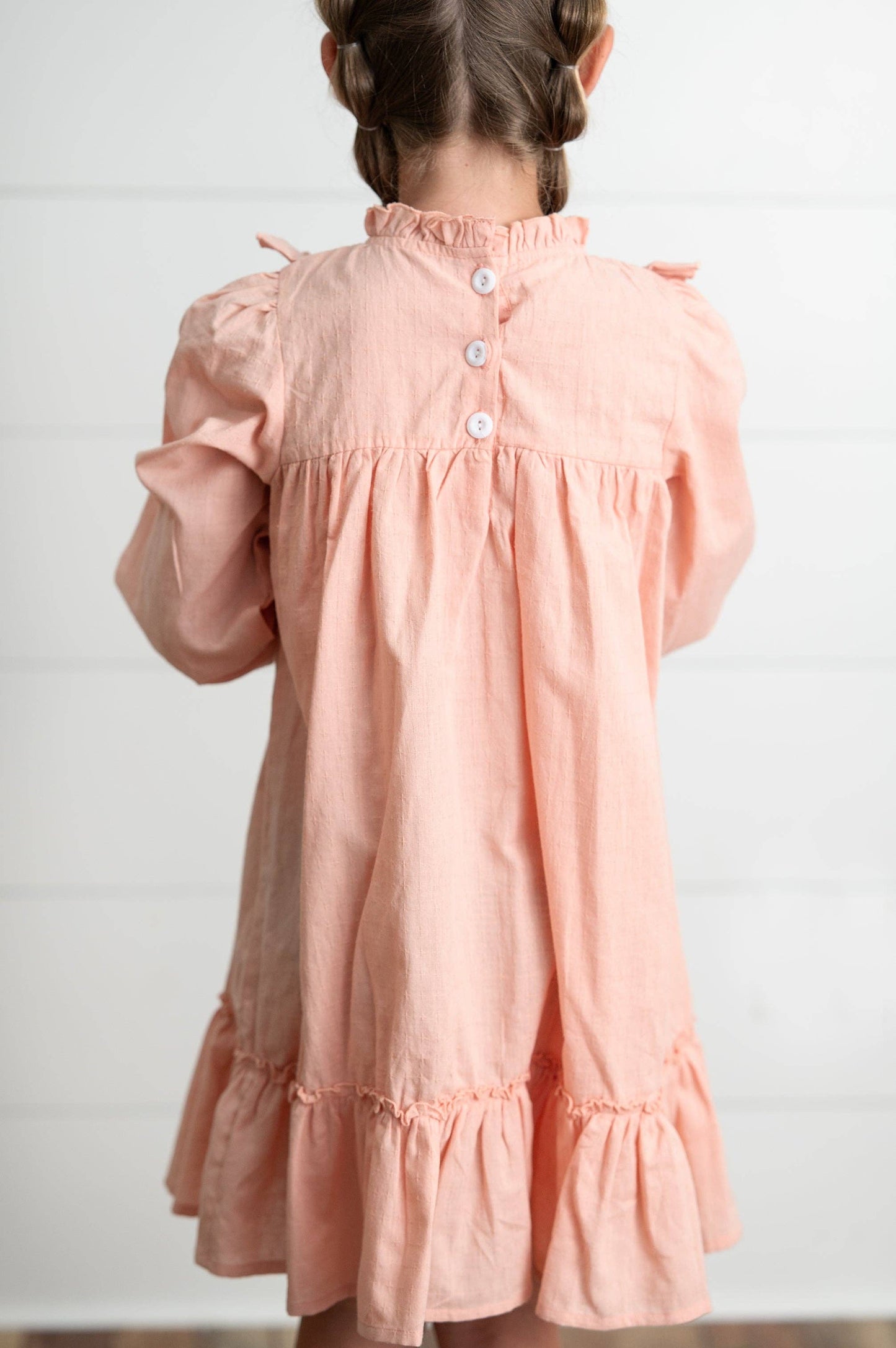 Wren & James - Girls Annie Blush Colored Ruffle Long Sleeve Fall Dress