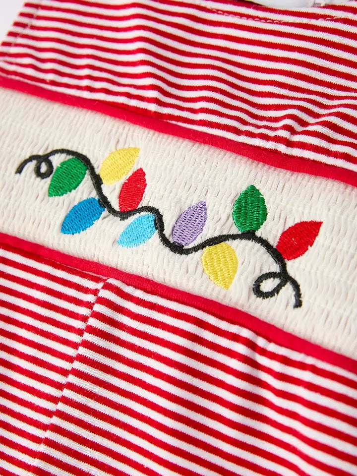 Infant Embroidered Holiday lights Romper Christmas Matching
