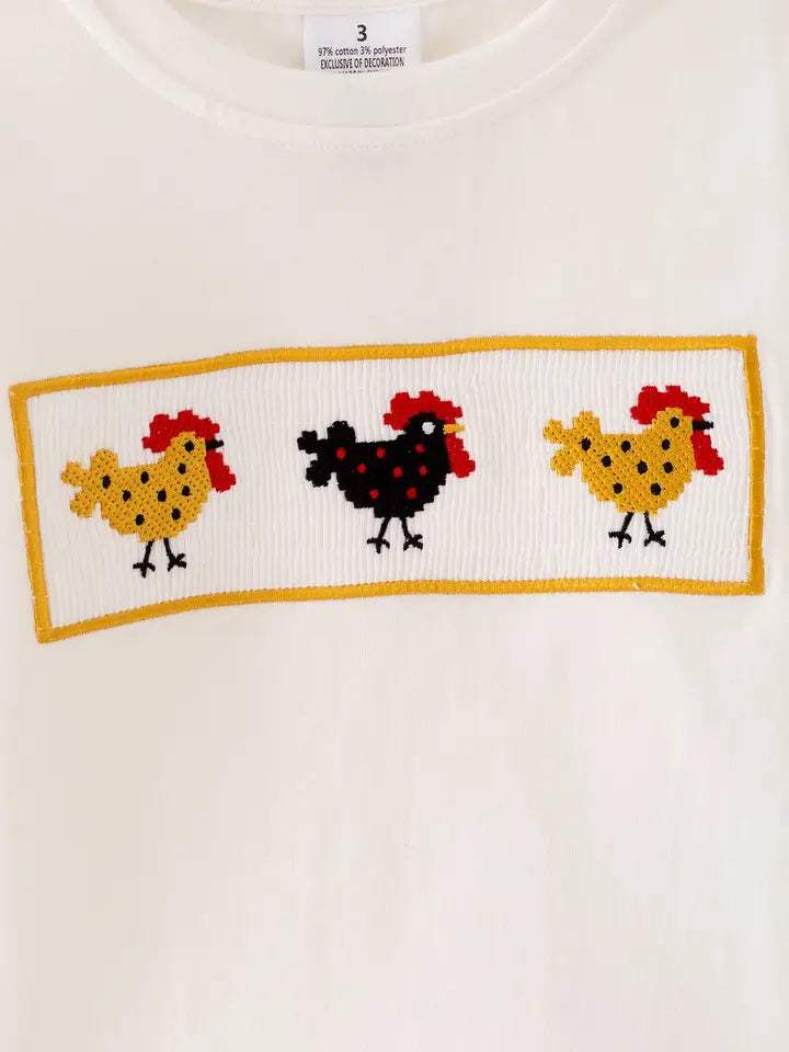 Chicken Smocking Embroidered Boys Matching Outfits