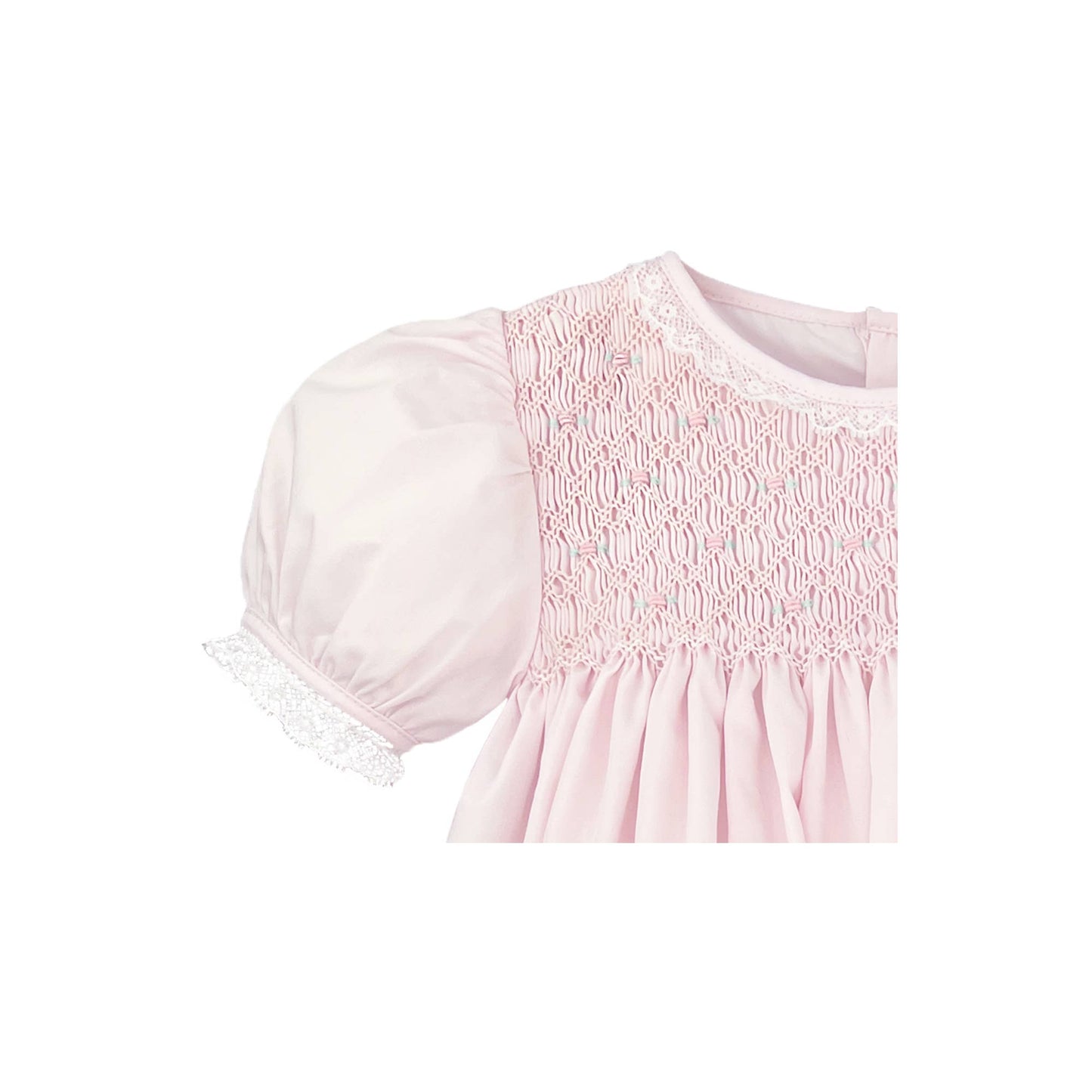 Petit Ami & Zubels - Fully Smocked Dress with French Lace