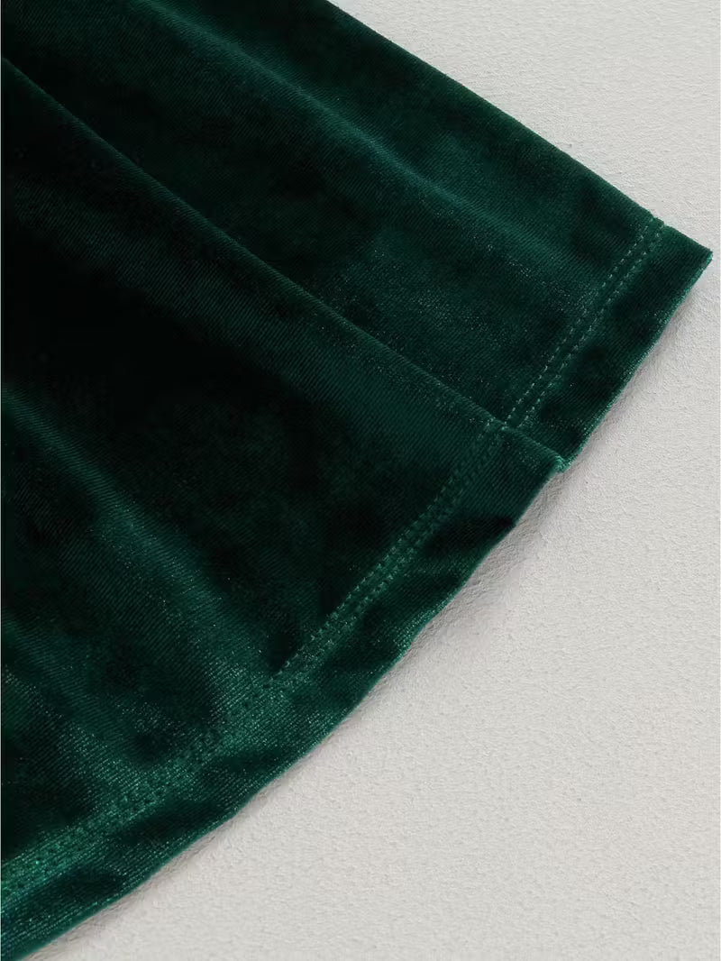 Baby girls Puff sleeves Velvet holiday A-line dress