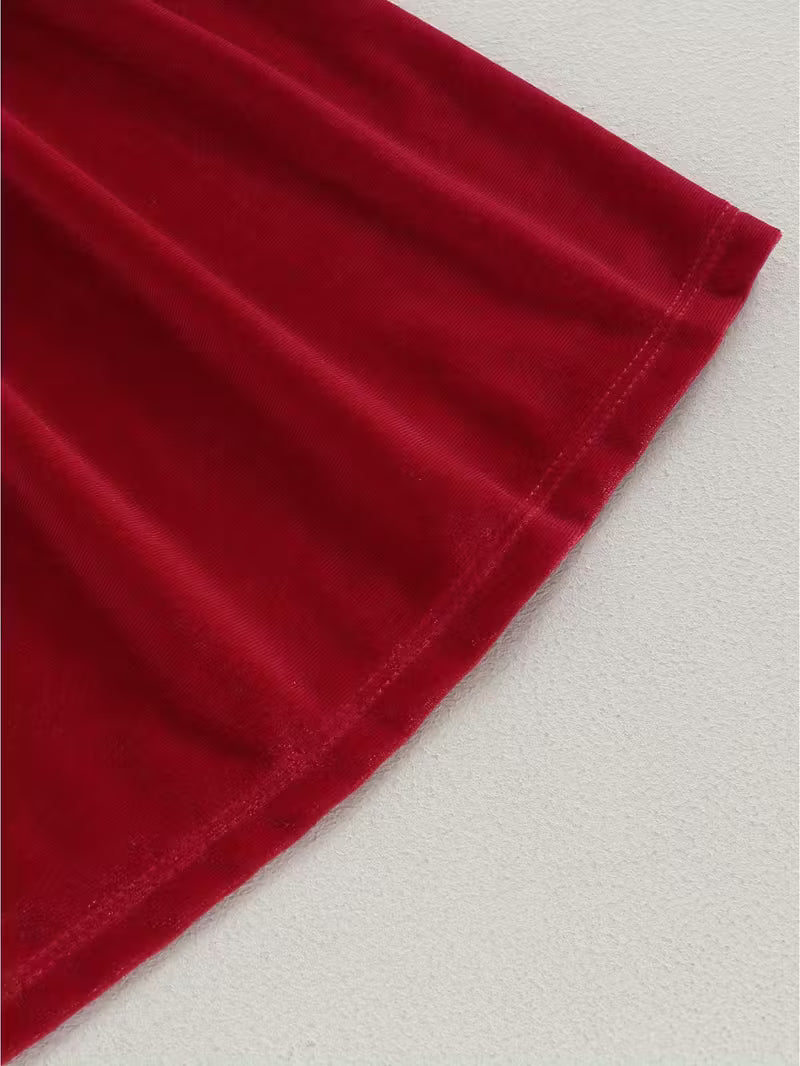 Baby girls Puff sleeves Velvet holiday A-line dress