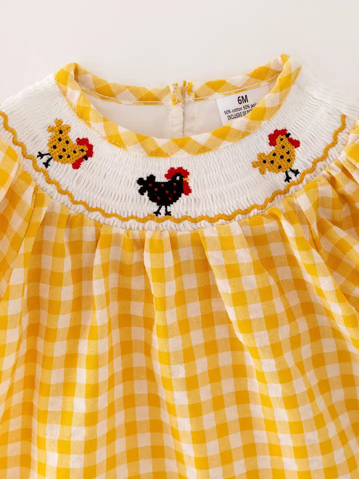 Chicken Smocking Embroidered Girls Outfits