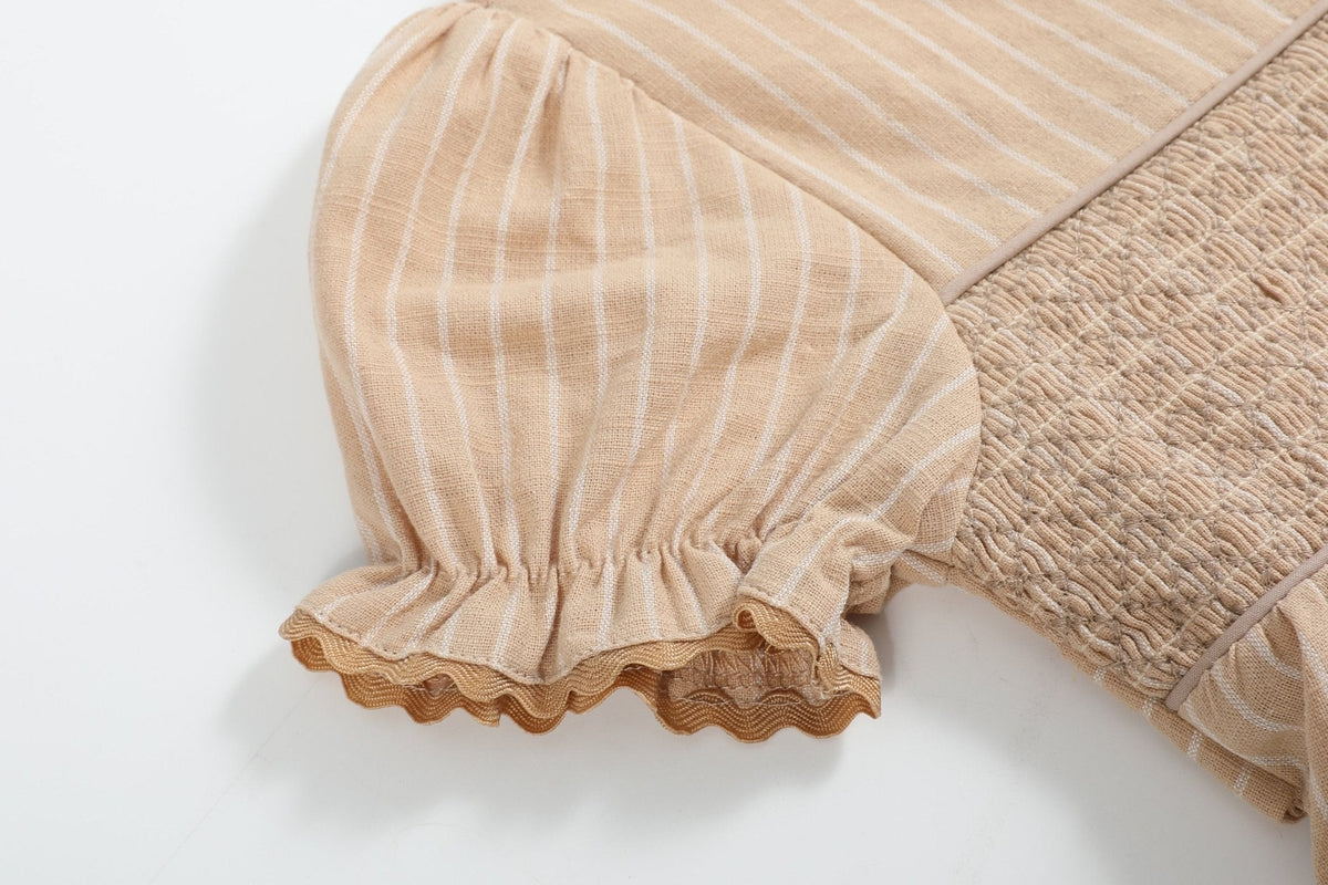 Light Brown Smocked Ruffle Dress