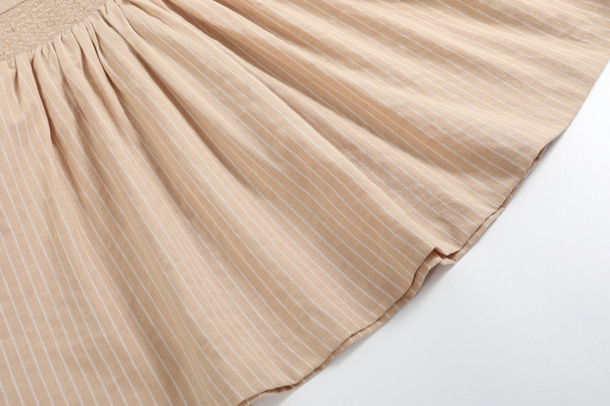 Light Brown Smocked Ruffle Dress