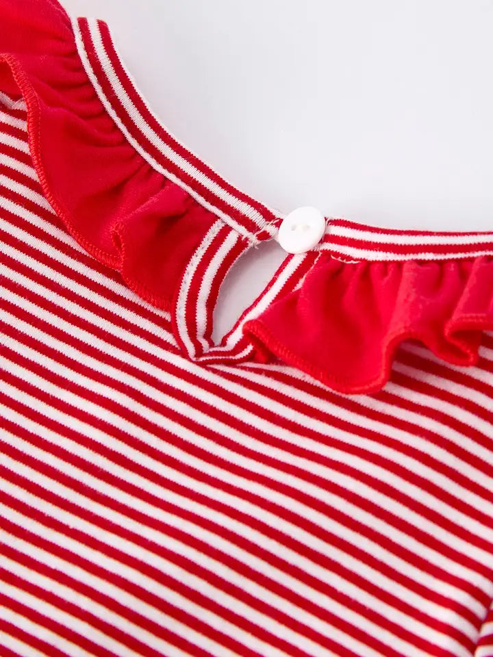 Infant girls Embroidery Christmas Romper Matching