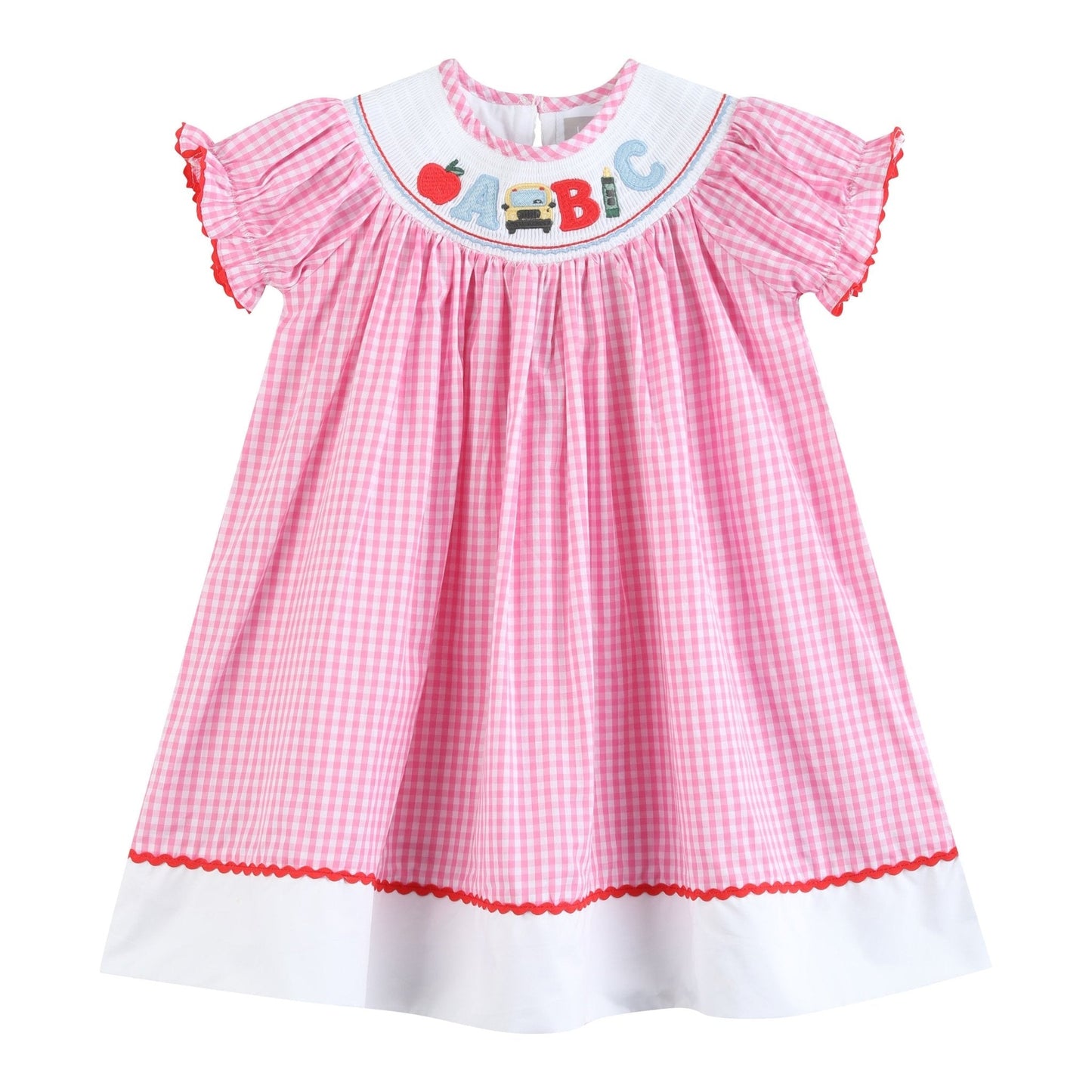 Pink Gingham ABC School Bishop Dress