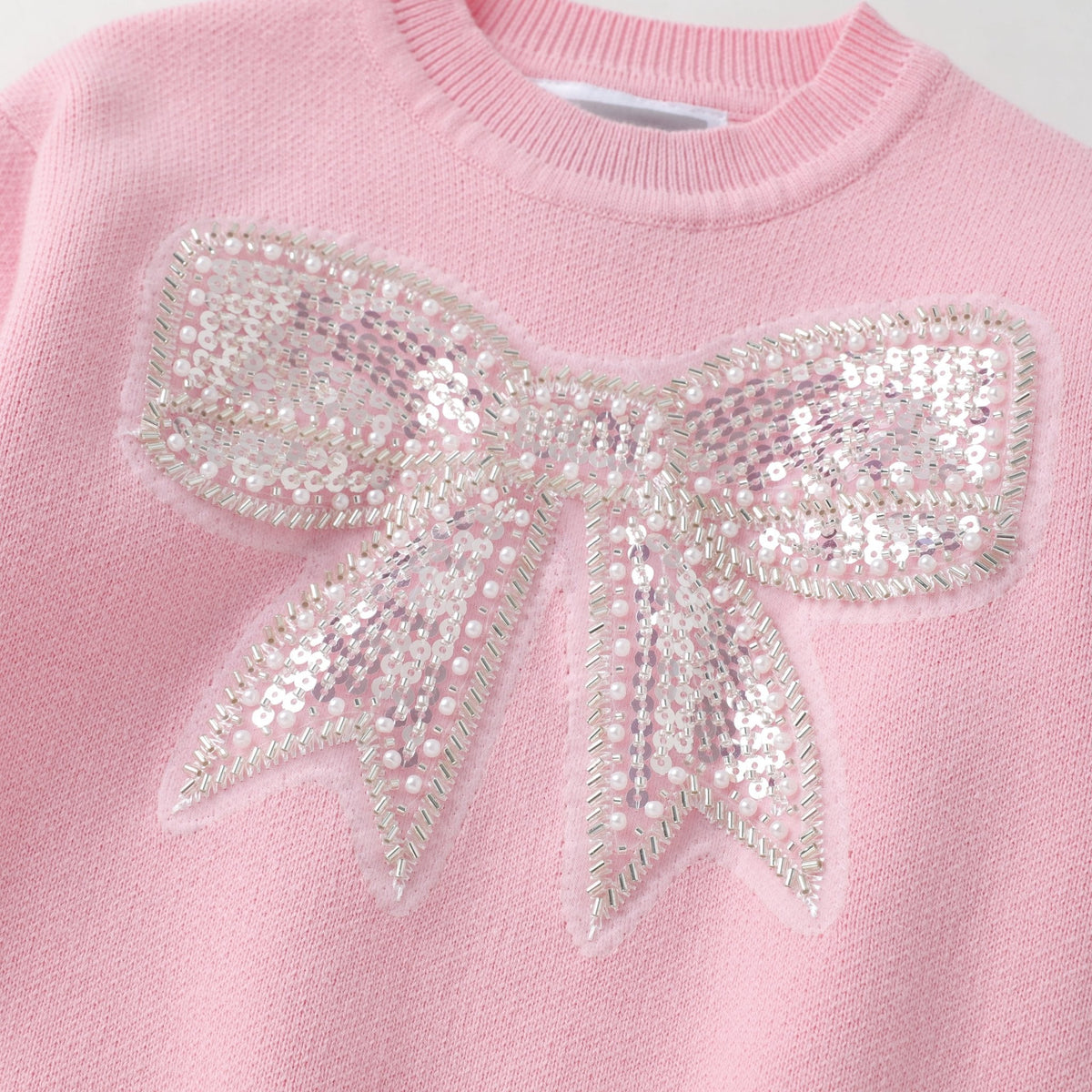 Pink Sparkly Bow Sweater