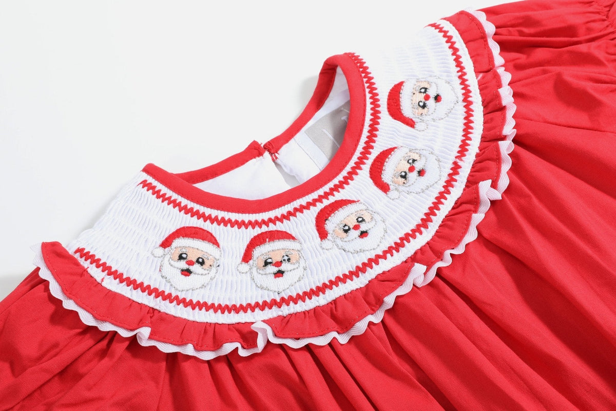 Red Santa Smocked Ruffle Romper