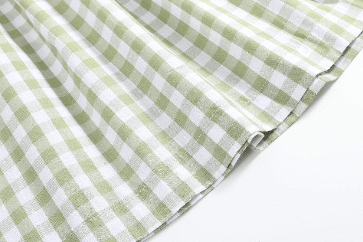 Sage Green Gingham Pumpkin Smocked Bishop Dress