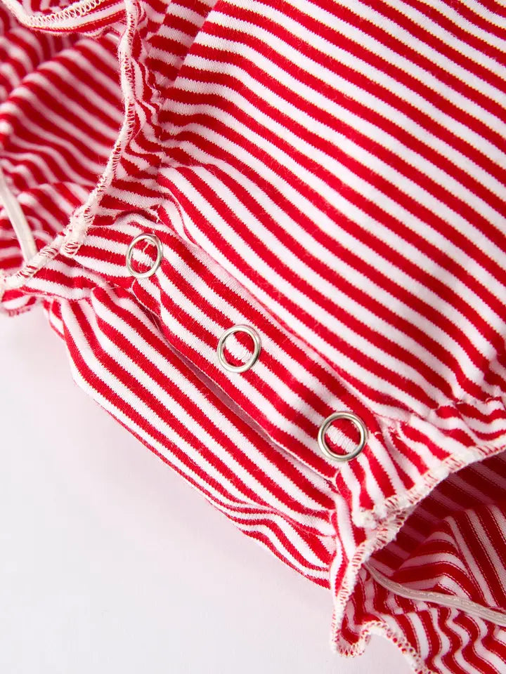 Infant girls Embroidery Christmas Romper Matching