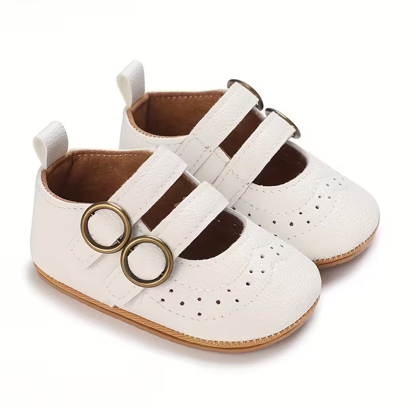 Baby girl double buckle flat princess shoe