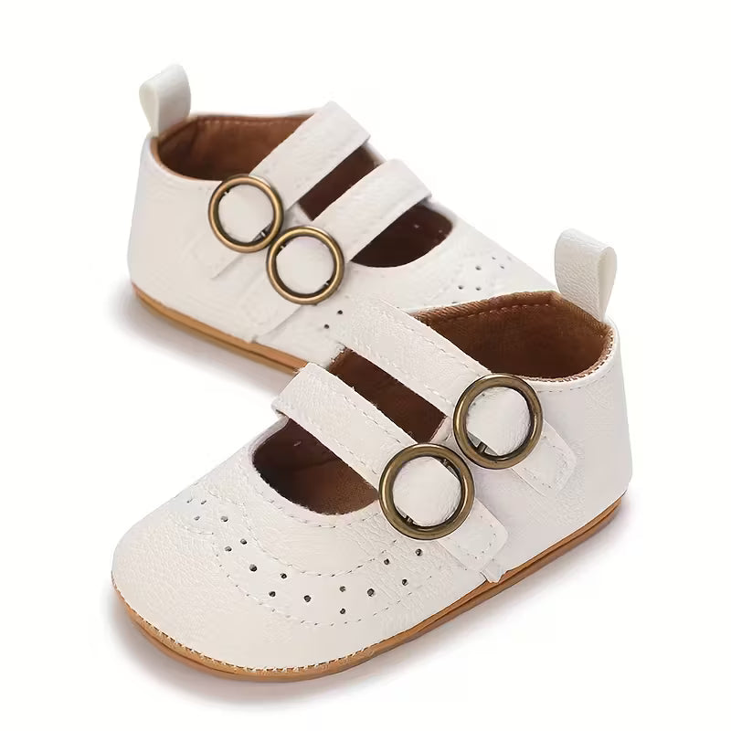 Baby girl double buckle flat princess shoe